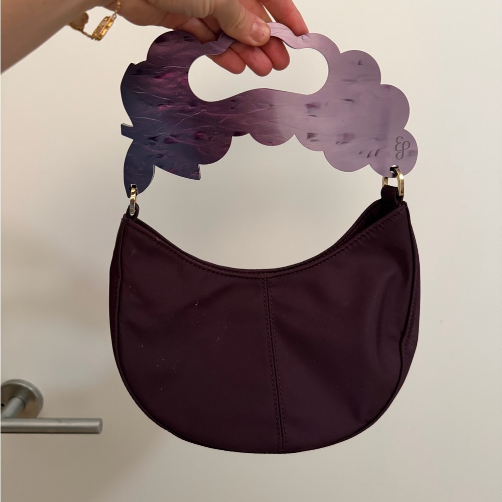 Edie Parker Purple Shoulder Bag with Artistic Handle